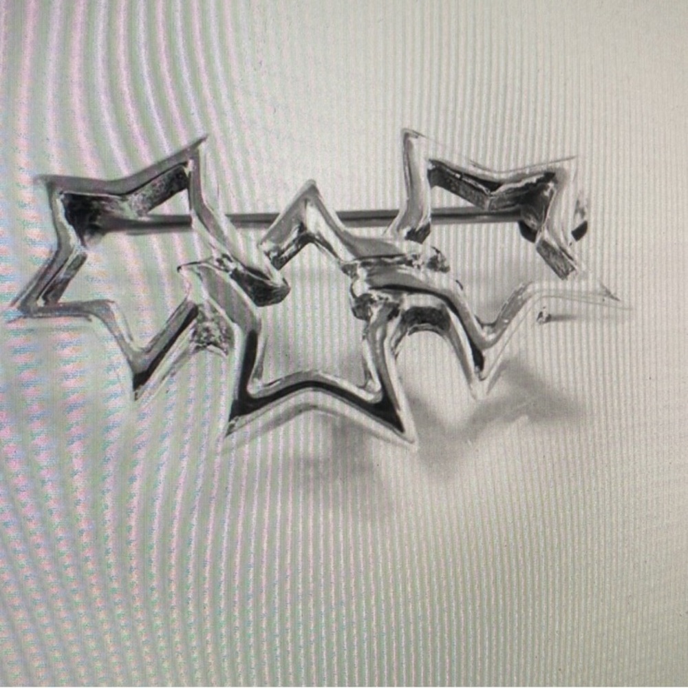 🌹 Vintage Tiffany & Co. Three-Star Sterling Silver Brooch - Picture 2 of 4